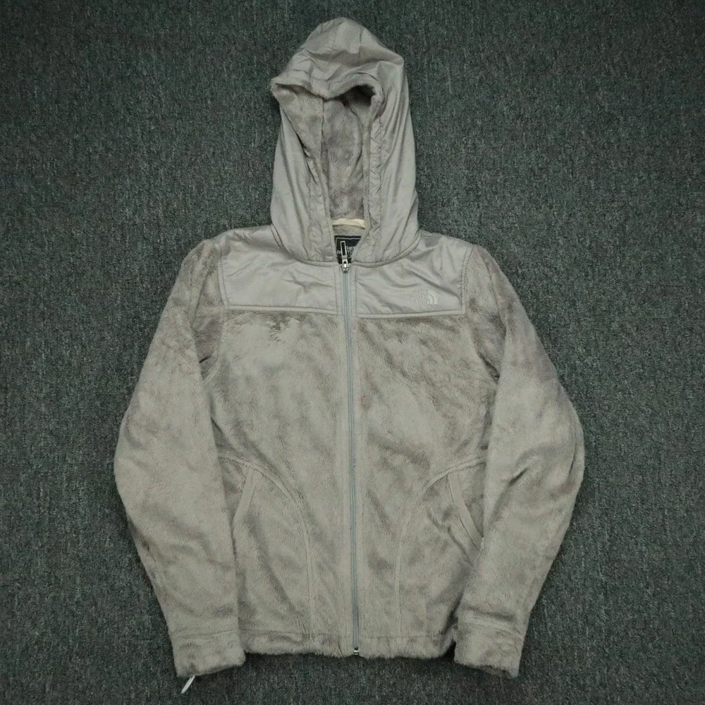 The North Face Jacket Womens Small Gray Osito Hooded Full Zip Pockets Fleece